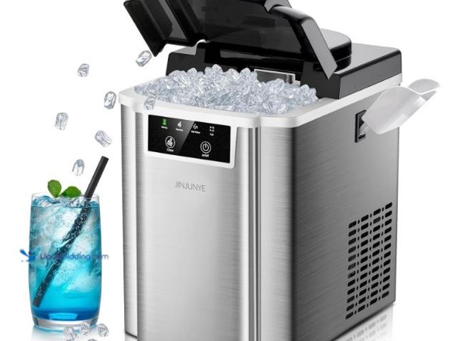 Lot 49-1553998 - JINJUNYE Nugget Ice Maker Countertop, 38LBS/Day, Self Cleaning, Soft Chewable Pellet Ice Machine, Po...