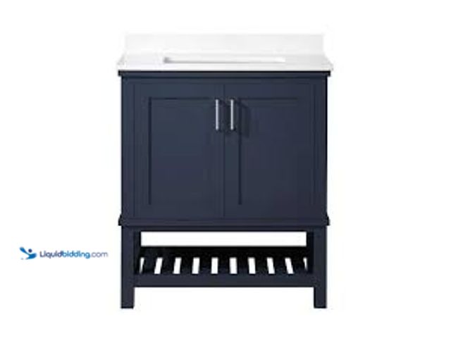 Lot 49-5485212 - Home Decorators Collection Tupelo 24 in. Single Sink Midnight Blue Bath Vanity with White Engineered...