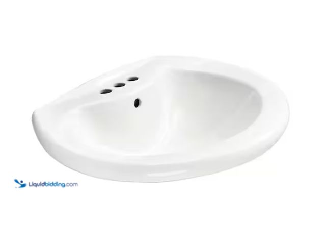 Lot 49-1547755 - Glacier Bay Shelburne 8.2 in. Pedestal Sink Basin in White Vitreous China, Model # F-300-4W, Unused....