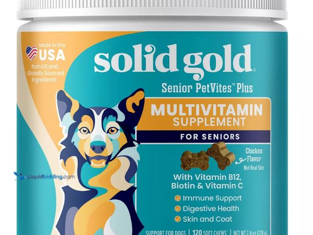 Lot 49-5545481 - Solid Gold PetVites™ Multivitamin Supplement, For Dogs, Bacon, 120 Soft Chews, 7.6 oz (216 g), Unuse...
