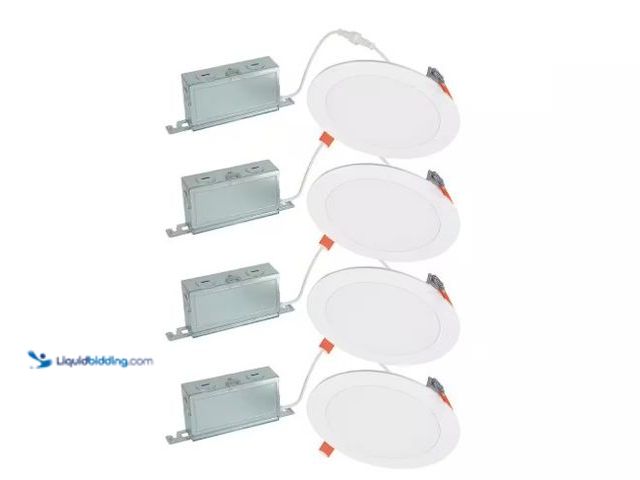 Lot 49-1516558 - HALO HLBSL 6 in. Can Less Integrated LED, 900 Lumens, 5CCT, White (4-Pack), model #  HLBSL609FS5-4PK...