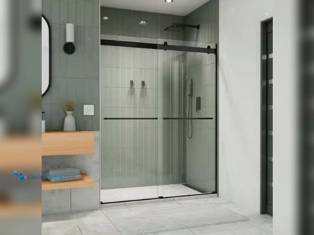 Lot 49-1600532 - Dreamline Essence 56 in. to 60 in. W x 76 in. H Sliding Frameless Shower Door in Matte Black with Cl...