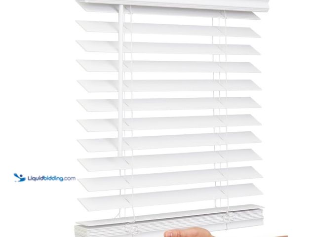 Lot 49-1570022 - Lotus & Windoware Cordless, 2 Inch Faux Wood Blind, 34" Wide x 54" Long, Window Blinds, Blinds & Sha...