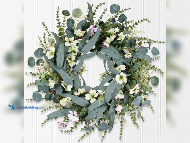 Lot 49-5435621 - 26 Inch Eucalyptus Wreaths for Front Door, Large Artificial Greenery Wreath Indoor Outdoor for Porch...