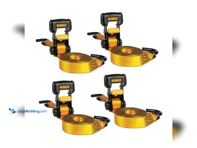 Lot 49-3565289 - DEWALT 1.25 in. x 16 ft. Ratchet Tie-Down Straps 3000 lbs. Break Strength (4-Pack) Model # DXBC30004...
