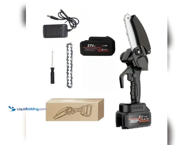 Lot 49-1817538 - Compact Cordless Chainsaw,
6-Inch Portable Chainsaw, Battery-Powered 6-Inch Chainsaw, New in box unu...