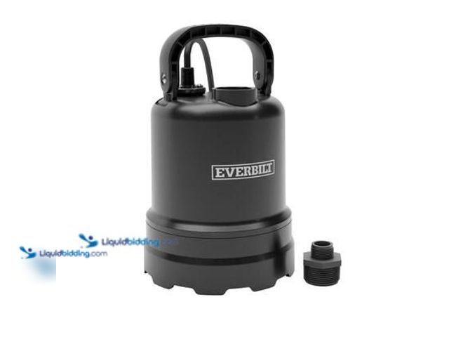 Lot 49-5581648 - Everbilt 1/3 HP Submersible Aluminum Utility Pump. Model # EB91430. UNUSED. POWERS ON