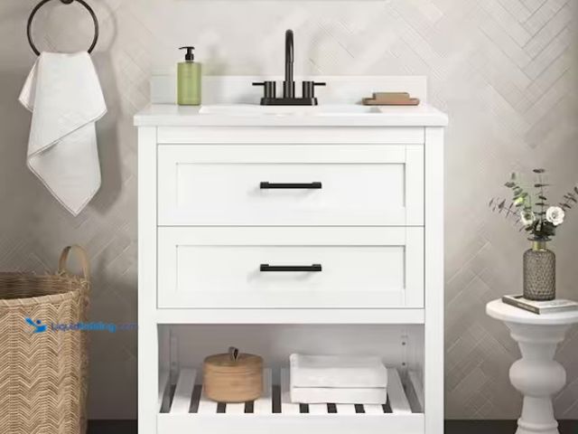 Lot 49-1566131 - Home Decorators Collection Autumn 30 in. Single Sink White Bath Vanity with White Engineered Stone T...