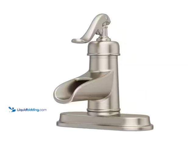 Lot 49-3614735 - Pfister Ashfield 4 in. Centerset Single-Handle Bathroom Faucet in Brushed Nickel, Model # LF-M42-YPK...