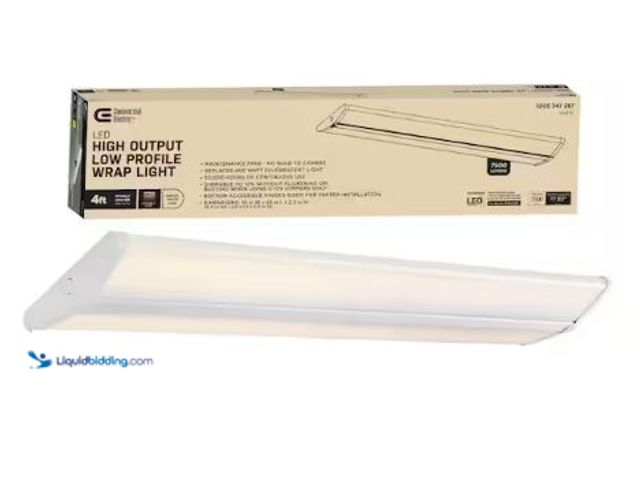Lot 49-1625282 - Commercial Electric 1-Pack 4 ft. 7500 Lumens LED Wraparound Light Fixture 65W 120-277V Bright White ...