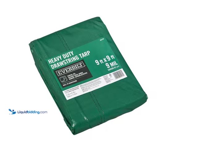 Lot 49-1575938 - Everbilt 9 ft. x 9 ft. Heavy Duty Tarp with Drawstring, Model # KSDT0909, Unused  Ref#SRHD0211
