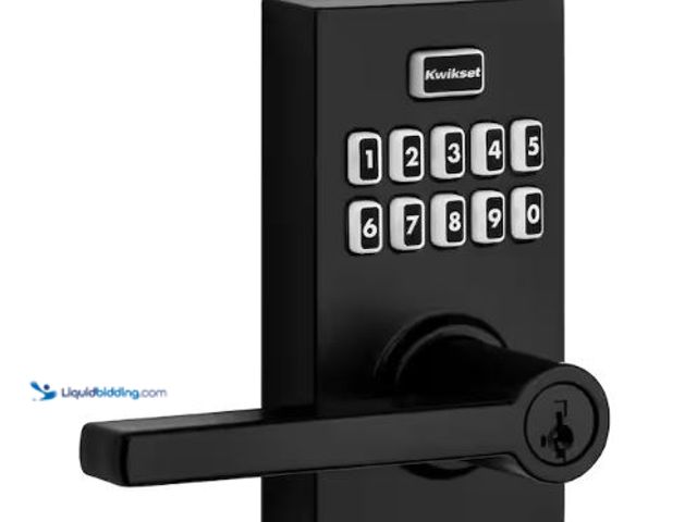 Lot 49-3432434 - Kwikset Smart Code 917 Matte Black Contemporary Keypad Electronic Single-Cylinder Halifax Door Handl...