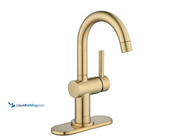 Lot 49-5572116 - Glacier Bay Dorind Single-Handle Single Hole High-Arc Bathroom Faucet In Brushed Gold. Model # HD671...