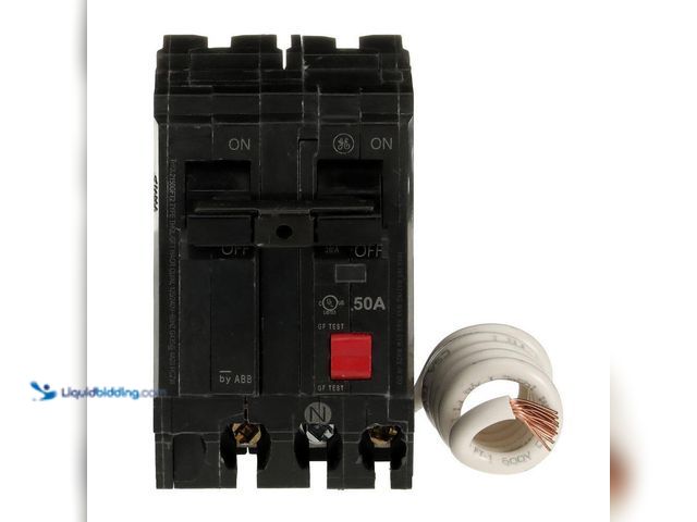 Lot 49-5413585 - GE
50 Amp 240-Volts Double Pole Ground Fault Breaker with Self-Test UNUSED