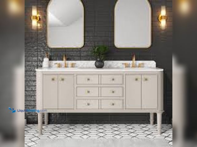 Lot 49-5415120 - Home Decorators Collection Collette 72 in. Double Sink Greige Bath Vanity with Carrara White Marble ...