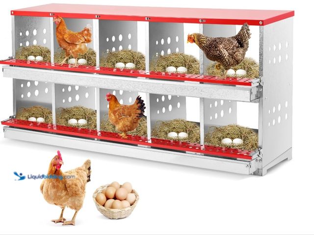 Lot 49-1516428 - Chicken Nesting Box, 10 Compartment Nesting Boxes for Chickens with Easy Egg Collection Roll Away He...