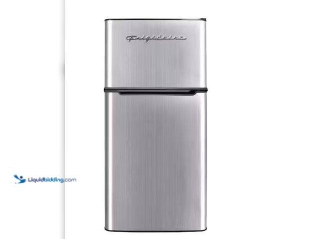 Lot 49-1623943 - Frigidaire 4.5 cu. ft. 2 Door Mini Fridge in Chrome Trim and Platinum Design with Freezer and Manual...