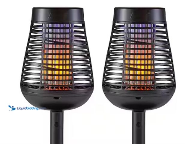 Lot 49-3612840 - PIC Solar Bug Zapper Torch with Flaming LED (2-Pack), Model # 2PK-DFST, Slightly used, Has most atta...