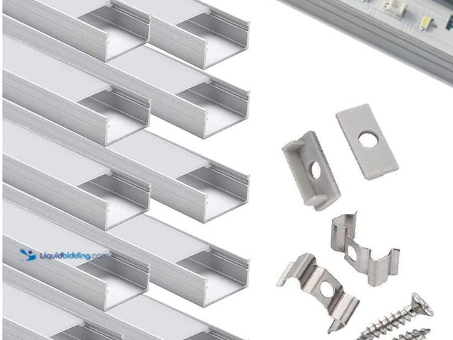 Lot 49-5485895 - StarlandLed LED Aluminum Channel Wide 2m/6.6ft, Aluminum Profile 10-Pack with Complete Mounting Acce...