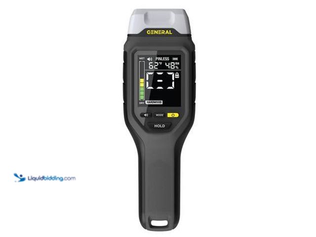 Lot 49-5545263 - General Tools 2-in-1 Pin and Pinless Moisture Meter with Backlit Display for Wood, Drywall, and Buil...
