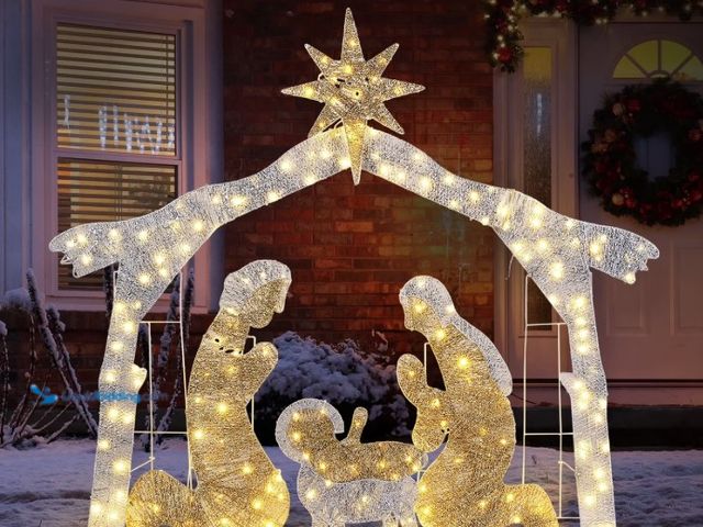 Lot 49-1546944 - UBesGoo 6ft Light-Up Christmas Nativity Scene Christmas Outdoor Nativity Decor Decoration, Model # 5...