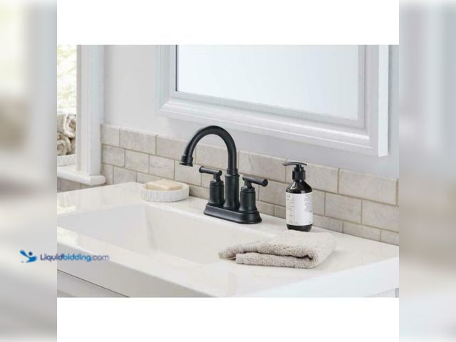Lot 49-3616983 - Glacier Bay Oswell 4" Centerset 2-Handle High-Arc Bathroom Sink Faucet - Matte Black - Unused UPC 69...