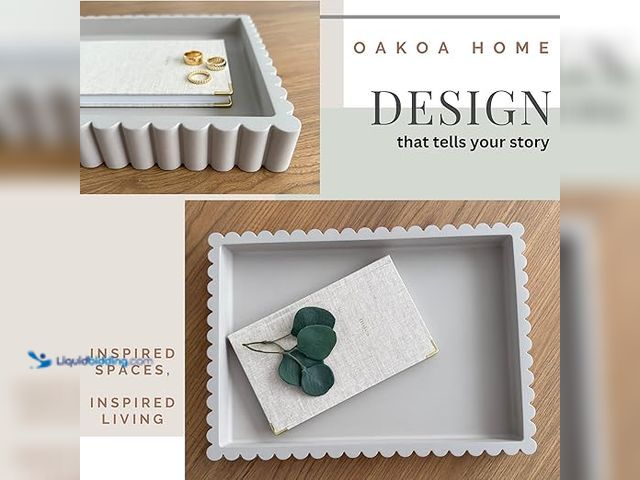 Lot 49-5461237 - OAKOA Concrete Decorative Tray for Coffee Table Tray Decor - Ottoman Tray for Living Room - Bandejas...