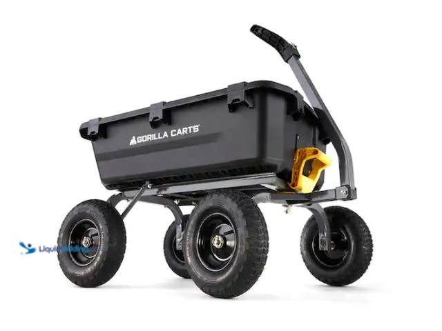 Lot 49-1547619 - GORILLA CARTS 7 cu. ft. (40 in. x 27 in. x 11 in.), Patented Poly Bed Dumping Garden Cart, 1200 lbs....