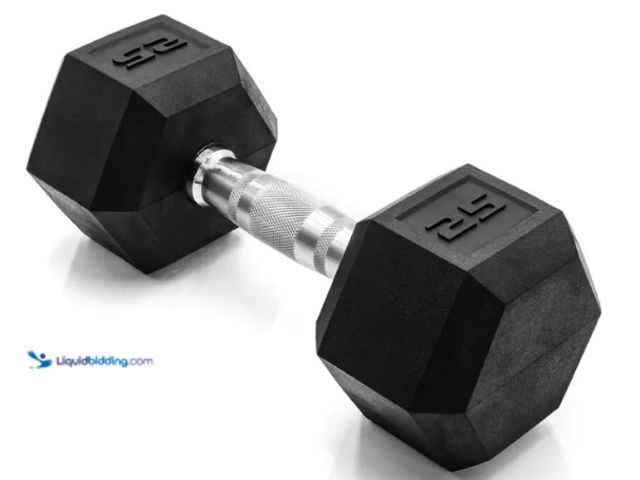 Lot 49-3631156 - CAP 25lbs Coated Hex Dumbbell with Contoured Handle, Model # 95072009, Unused.   Ref#BIN0730