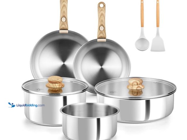 Lot 49-3431893 - KOCH SYSTEME CS Stainless Steel Cookware Set, 18/10 Stainless Steel Pots and Pans Set 11PCS, Detacha...