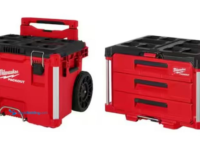 Lot 49-1550499 - Milwaukee PACKOUT 22 in. Rolling Modular Tool Box LP Handle and 22 in. 3 Drawer, Model # 48-22-8427-...