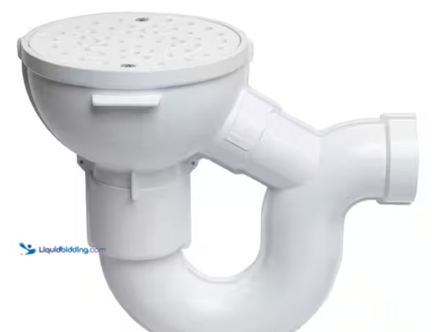 Lot 49-2000255 - Lot of (2) Oatey Round White PVC Floor Drain with P-Trap, Cleanout and Screw-In Drain Cover, Model #...