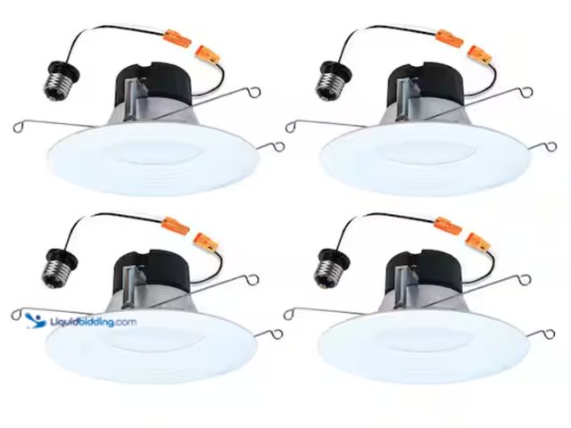 Lot 49-2000420 - (4-Pack) HALO LT 5/6 in. Adjustable Integrated LED Recessed Light Trim Retrofit Module with Baffle T...