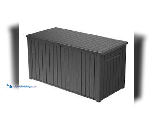 Lot 49-5553541 - Keter 170 Gal. Resin Deck Box Large Indoor/Outdoor Storage MODEL:990388772 UNUSED.