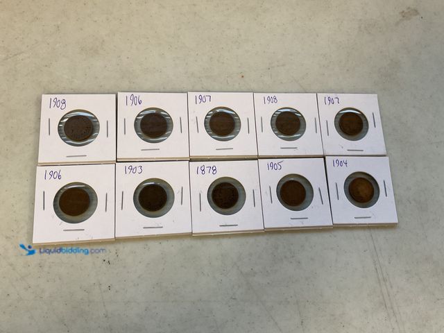 Lot 49-1830552 - LOT OF 10 EARLY 1900’S INDIAN HEAD PENNIES #COINS0219