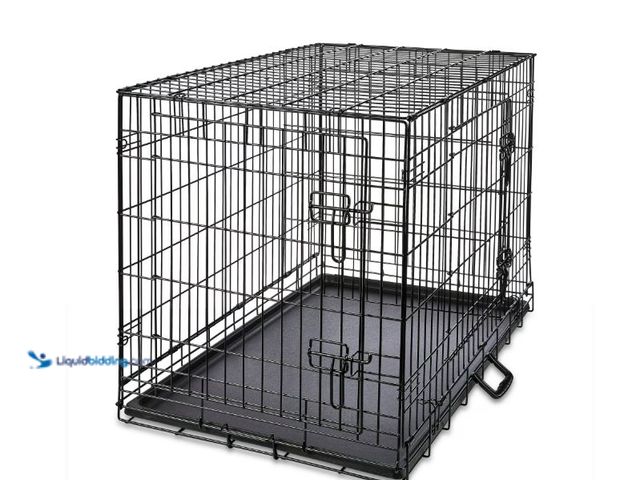 Lot 49-5551915 - Vibrant Life Wire Dog Crate, Double-Door, Divider and Leak-Proof Tray, Metal, Foldable, Durable, Bla...