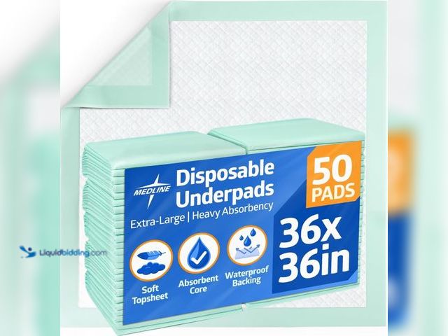 Lot 49-3564413 - Medline Super Absorbent Underpad, 36" x 36", 50 Count, Extra Large Disposable Incontinence Pads, Pro...
