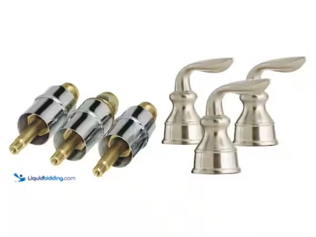 Lot 49-1567484 - Pfister Avalon 3-Handle Metal Lever Handle Rebuild Kit, Brushed Nickel, Model # S10-430K, New, Facto...