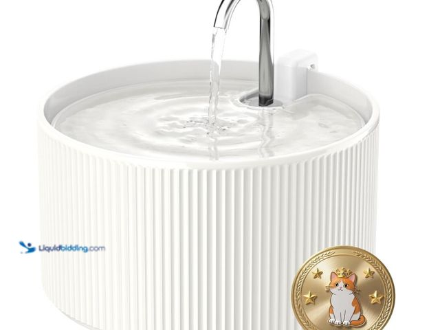 Lot 49-3431484 - Kenepet Ceramic Cat Water Fountain, 2.2L/74oz Automatic Pet Water Fountain, Cat Dispenser Ideal for ...
