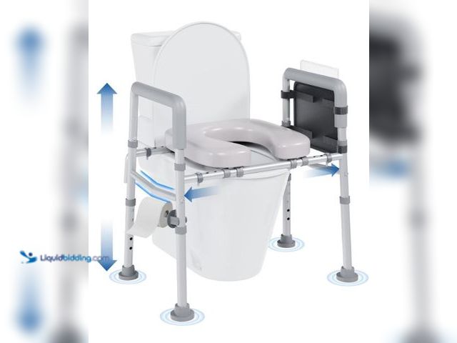 Lot 49-1569366 - Raised Toilet Seat with Handles, Toilet Seat Riser for SeniorsAdjustable Height & Width, 400lb Raise...