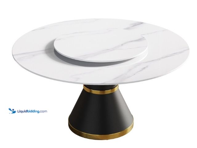 Lot 49-5538679 - SOLID WOOD PEDESTAL FOR 59'' Round Marble Dining Table. Model # at-rdtl2w. NO TOP.