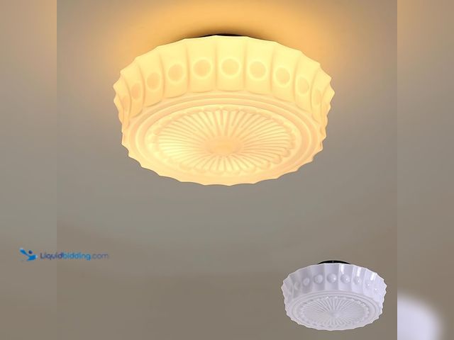 Lot 49-1578032 - FCTWAKS Schoolhouse Ceiling Light Fixture, 13.8" Milk Glass Semi Flush Mount Mid Century Vintage Cei...