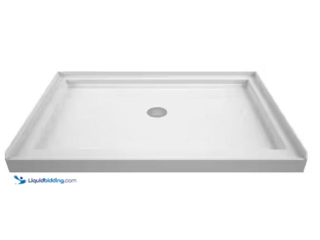 Lot 49-1631795 - DreamLine SlimLine 48 in.x 32 in. Single Threshold Alcove Shower Pan Base in White with Center Drain...