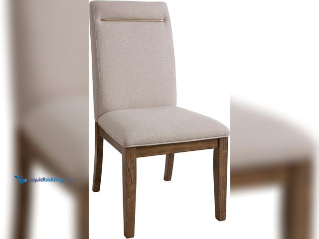 Lot 49-5543586 - Steve Silver Garland Tapered Legs-Canvas Fabric-Brushed Brass Accent-Toffee Finish (Caramel Brown), ...
