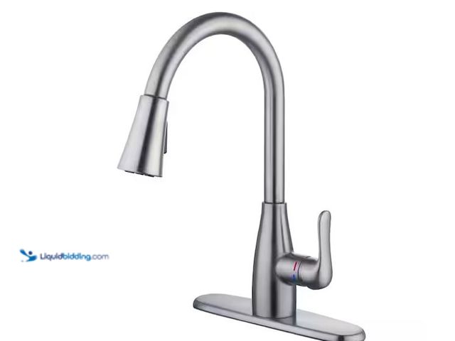 Lot 49-3600455 - Glacier Bay McKenna Single-Handle Pull Down Sprayer Kitchen Faucet in Stainless Steel with TurboSpra...