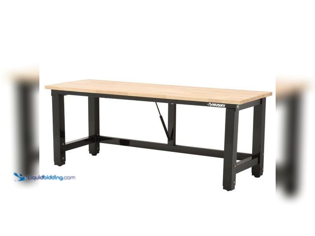 Lot 49-5538663 - Husky
Ready-To-Assemble 72 in. W x 24 in. D Folding Adjustable Height Solid Wood Top Workbench in B...