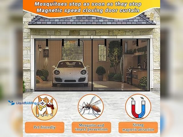 Lot 49-3528695 - Garage Door Screen 2 Car 16x7FT Garage Screen Door，Upgraded PET Mesh with Retractable Magnetic Scree...