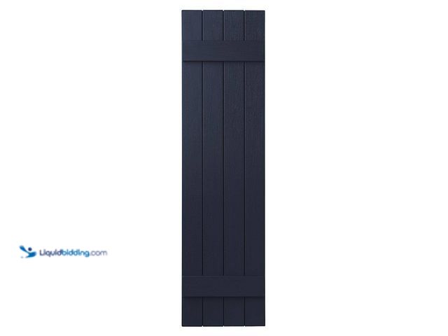 Lot 49-5437779 - Ply Gem 15 in. x 47 in. Polypropylene 4-Board Closed Board and Batten Shutters Pair in Dark Navy. [M...