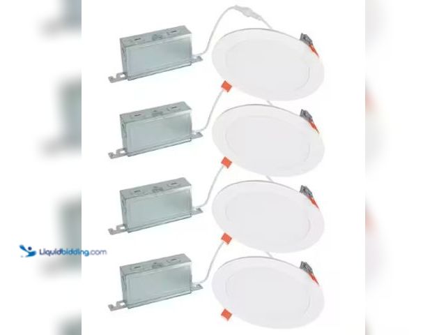 Lot 49-2025289 - HALO 4-Pack HLBSL 6 in. Adjustable Canless Integrated LED Recessed Light, 900 Lumens, 5CCT, White, M...