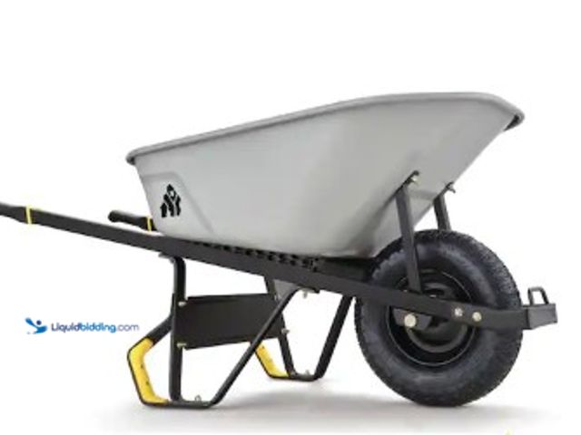 Lot 49-2004296 - Gorilla 6 cu. ft. PRO Heavy-Duty Steel Tub Wheelbarrow, Steel Braces and Handles, Easy Pivot/Dump De...